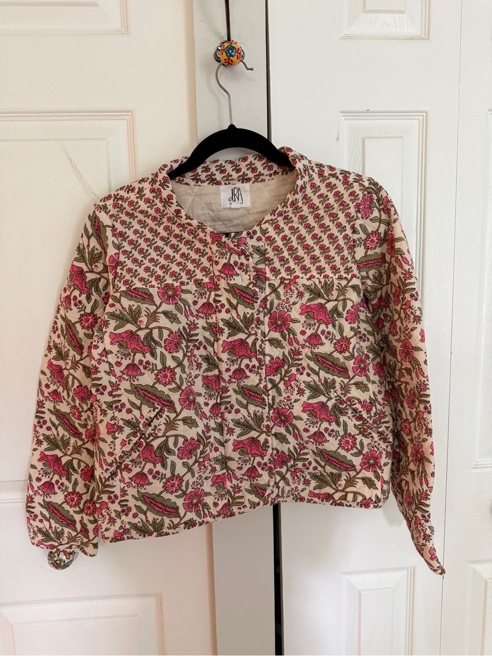Ya Los Angeles Pink Floral Quilted Crop Jacket